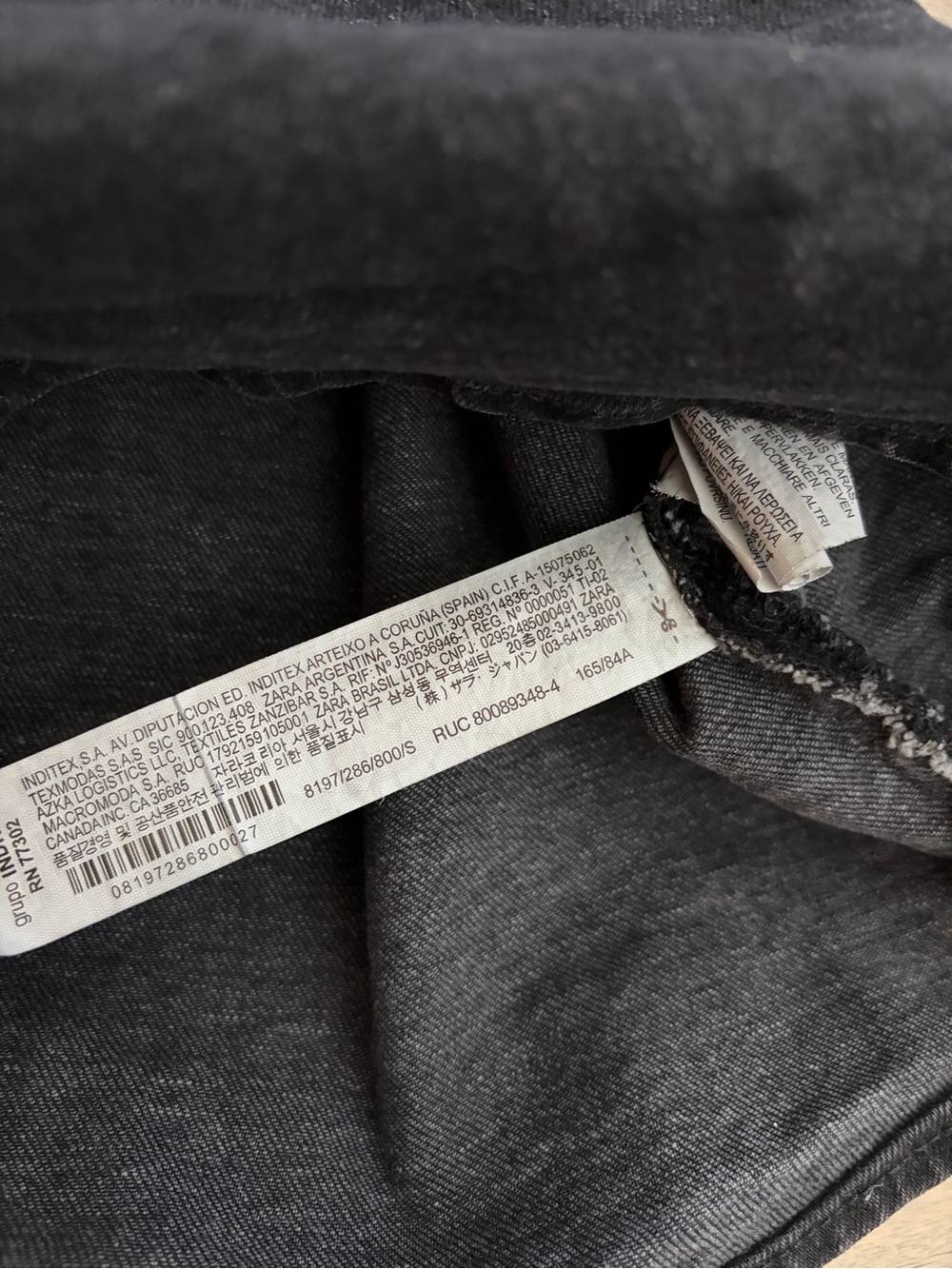 Zara Black Denim Notch Neck Bodycon Mini Dress Small - Picture 7 of 8